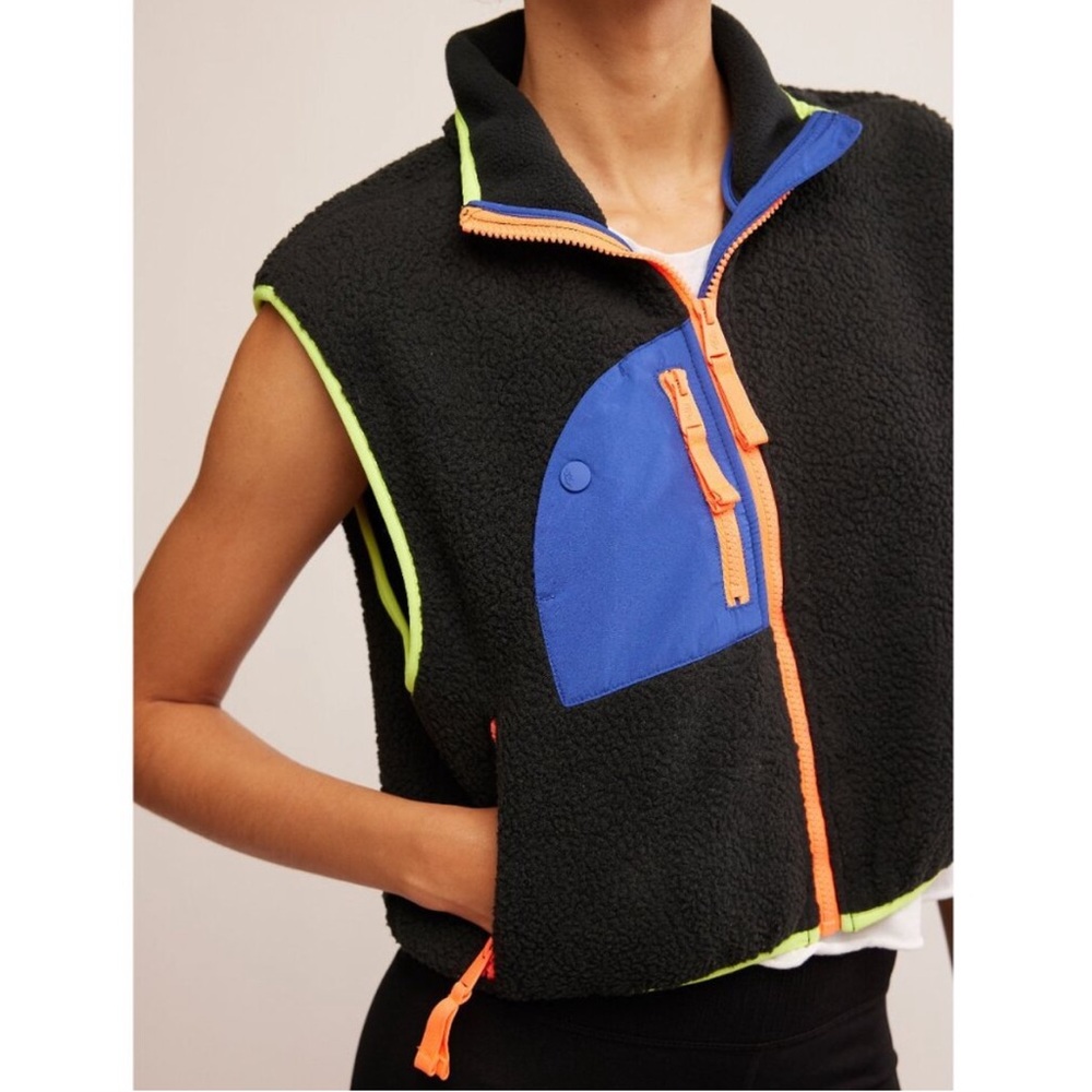 Free People Black Vest with Blue and Neon Highlights - Picture 8 of 16